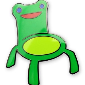 Animal Crossing Meme Inspired Froggy Chair Hard Enamel Lapel Pin BONUS Mystery Sticker image 5