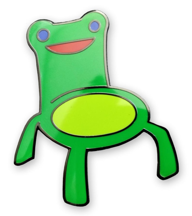 Animal Crossing Meme Inspired Froggy Chair Hard Enamel Lapel Pin BONUS Mystery Sticker image 5