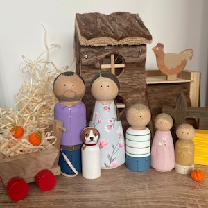 Custom Personalised Family Peg Dolls - stocking fillers pretend play Gifts for him Gifts for her Mothers day fathers day gifts for children