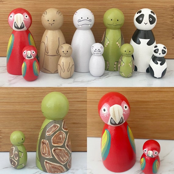 Zoo Animal Peg Dolls Jouets pour mère et bébé remplisseurs de bas petits  objets de jeu du monde maison de poupées personnage d'animal de compagnie -   France