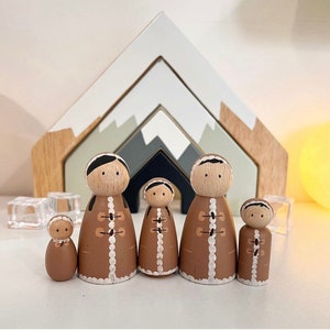 Inuit Peg Doll Family - small world play dolls for winter play ideas nursery preschool pretend play