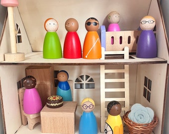 Inclusive Peg Doll Set - che celebra la diversità, bambole multiculturali, bambole per disabili, EYFS di inclusione