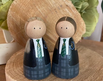 Personalized School Uniform Peg Doll: Wooden Keepsake