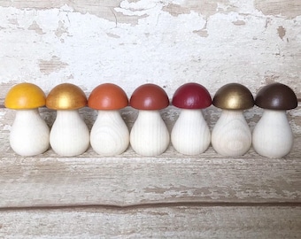 Rainbow Toadstool Peg Doll Set: Wooden Toys for Small World Play