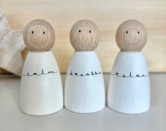 Zen Peg Dolls, Yoga Mindfulness Positivity