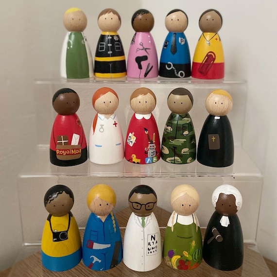 Ocupacion Educativa Peg Dolls Montessori Waldorf Juguetes de madera Etsy Espana