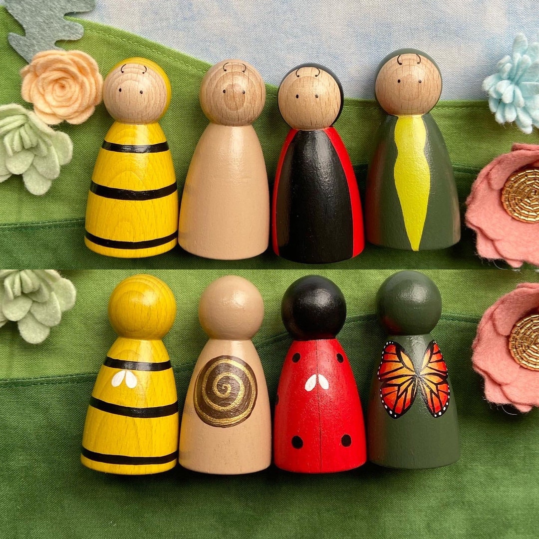 Set of 4 Bug Peg Dolls Small World Nature Play for Dolls Houses and ...