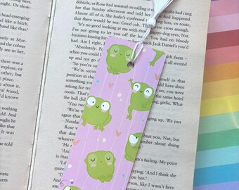 Cute Frogs Illustrated Bookmark with Tassel