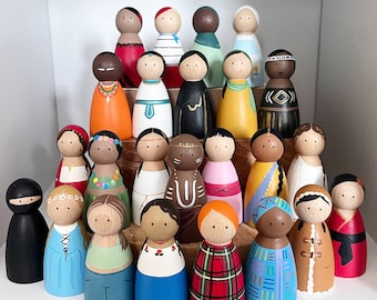 Guys and Girls of the Globe Multicultural Peg Dolls - Learning wooden toys for children