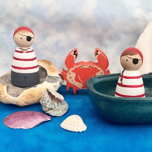 Pirate Peg Dolls sea small world pretend play wooden toys montessori gifts for children eco friendly