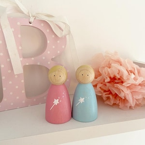 Fairy Peg Dolls magical pair open ended play sparkle wings miniature garden fairies wooden toys small world toys