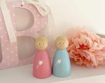 Fairy Peg Dolls: Miniature Wooden Garden Fairies (Pair)