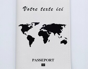 Customizable world map passport cover in imitation leather