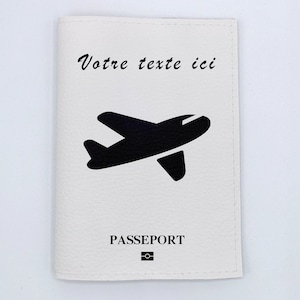 Protège passeport Avion personnalisable en simili cuir
