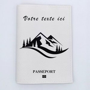 Protège passeport Montagne personnalisable en simili cuir