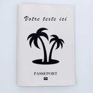 Protège passeport Palmiers personnalisable en simili cuir
