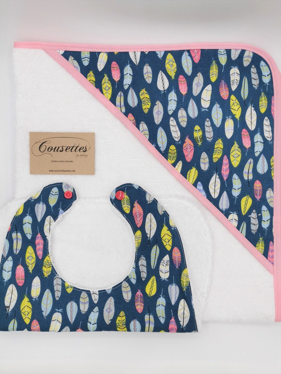 Bath Cape Birth Set and Large Terry and Cotton Bib - Etsy