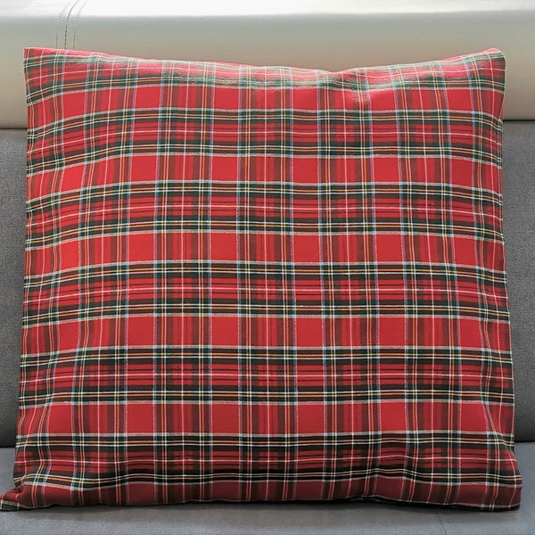 Housse de coussin Tartan rouge et vert zippé