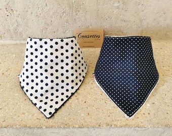 Set of 2 baby bandana bibs in terry and cotton