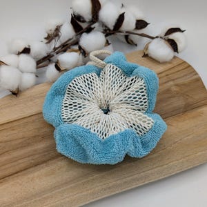 Flor de ducha lavable hecha de tela de rizo de bambú y algodón orgánico. imagen 6