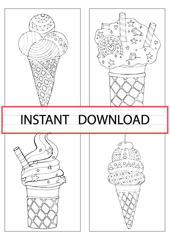 8 Coloring Page With Ice Cream, Fruit Ice. Coloring Book Pages for ...