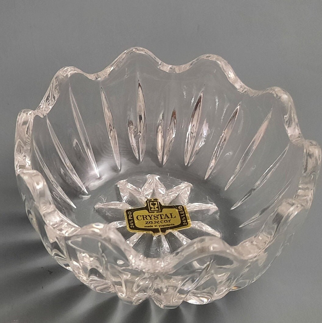 Vintage ZAJECAR Yugoslavia Lead Crystal Trinket Dish Etsy