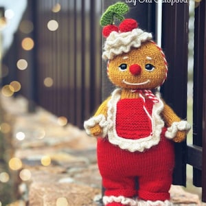 Knitting pattern gingerbread man PDF on 2 NEEDLES - Christmas Gingerbread Toy - Knitting soft toy - Festive knit - Christmas DIY
