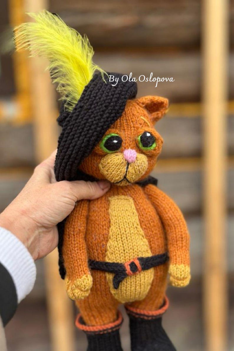 Cat in Boots Knitting Pattern PDF, 2 Needles Version, Stuffed Animal ...