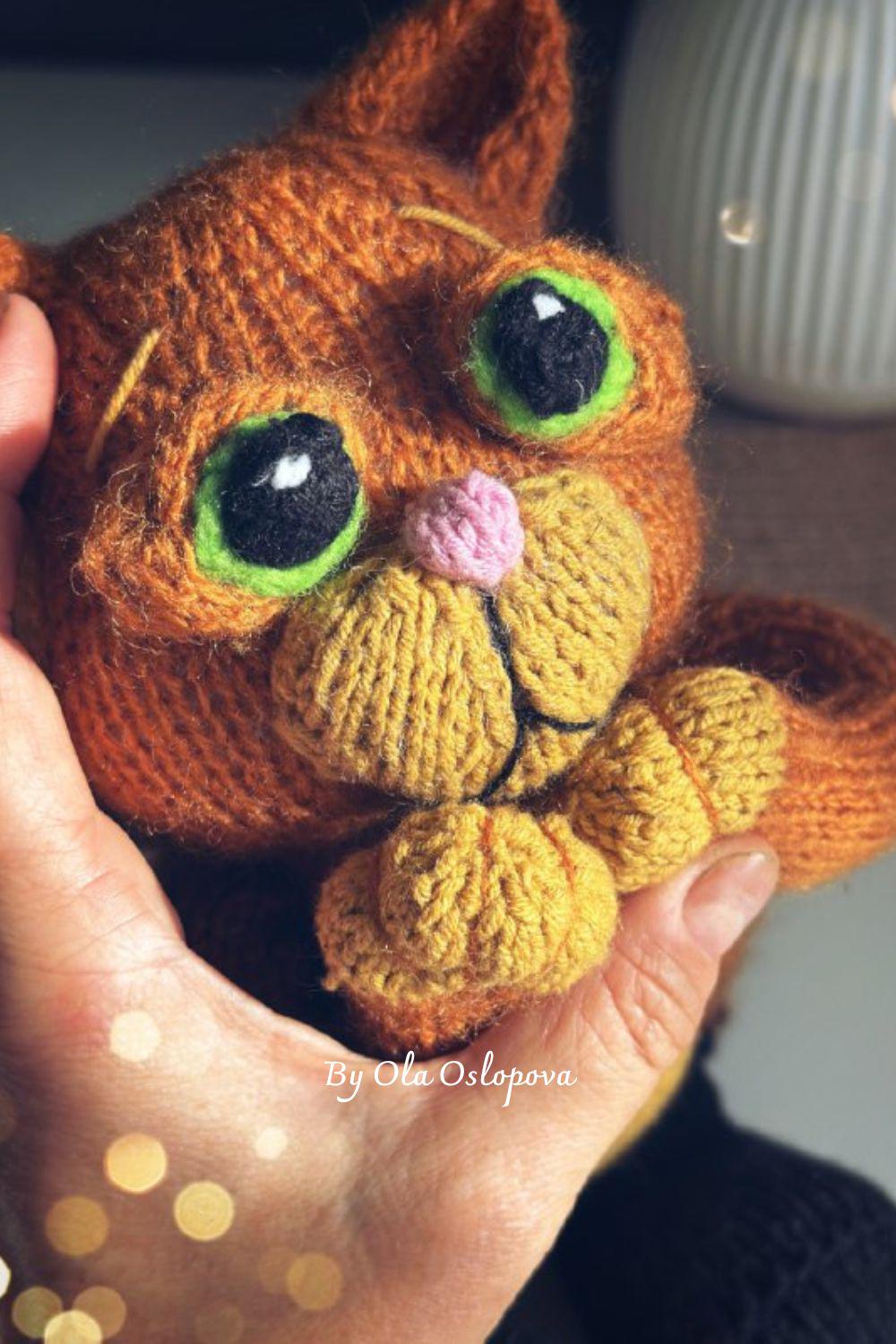 Cat in Boots Knitting Pattern PDF, 2 Needles Version, Stuffed Animal ...