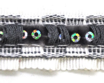 Bordure plissée en ruban avec paillettes, rouleau de 15 yards, BR-761