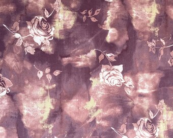 Blush pink purple mauve rose floral design printed polyester soft fine knit crepe dressmaking fabric 154cm 60” wide, available by the metre