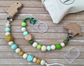 Dinosaur Silicone Pacifier Clip for baby, Beaded Dummy clip with dino, Pacifier chain for baby boy, Newborn gift, MAM pacifier adapter
