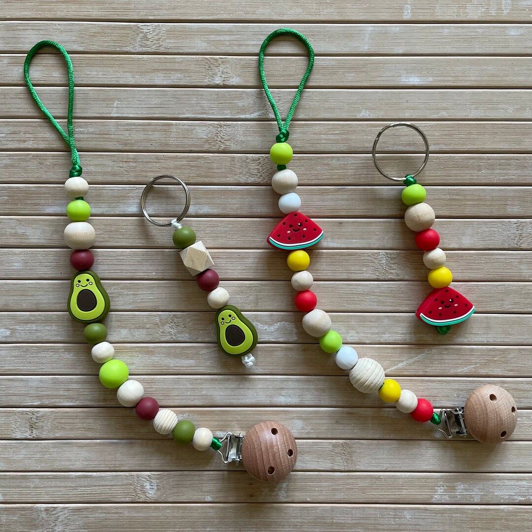 Avocado Pacifier Summer Silicone Pacifier Clip With Avocado or Watermelon, Dummy Clip ...