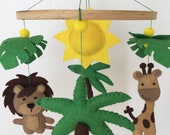 Safari felt babymobile with lion and giraffe, felt nursery mobile, crib mobile, jungle cot mobile