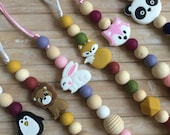 Pinguin, panda, fox, rabbit, lion Silicone Pacifier Clip for baby, Dummy clip with animals, Pacifier chain, Newborn gift, MAM pacifier