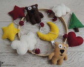 Baby mobile with bears, nursery mobile, felt crib mobile, woodland, cotmobile/ Macis baba forgó, kiságyforgó