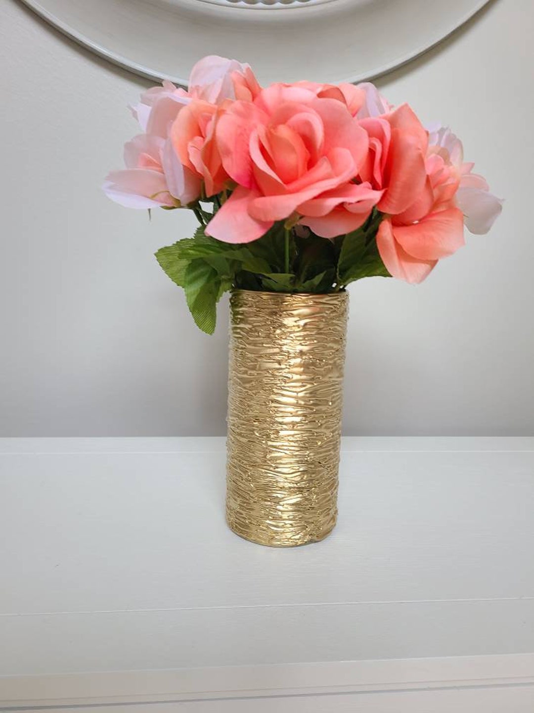 Gold Flower Vase. Glass Vase.. Home Decor. Table Centerpiece Etsy