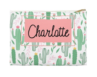 Neu 1pc Cactus Flowers Patterned Canvas Pencil Case Make Up Coin/_Bags!
