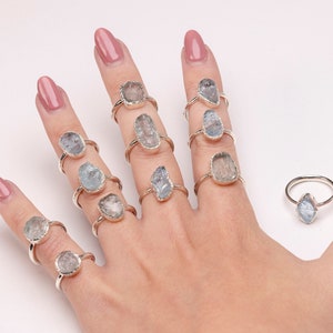 Raw crystal Ring, Aquamarine ring, Sterling Silver, March birthstone - Lula