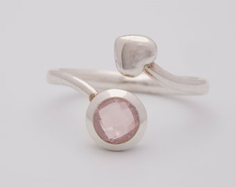 Bague réglable Quartz Rose, Pierre de Naissance Taureau.