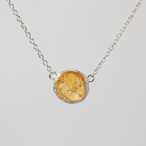 Citrine raw stone necklace, rough Citrine necklace,semi precious stone,Citrine jewellery, sterling silver necklace,November Birthstone