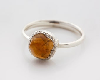 Koko jewellery, raw Citrine ring, Handcrafted, sterling silver, November birthstone size 48-62, J-U, 4.5-10.