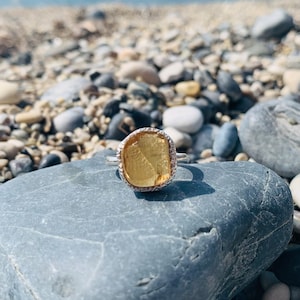 Raw Citrine Ring: Sterling Silver Crystal Statement Ring