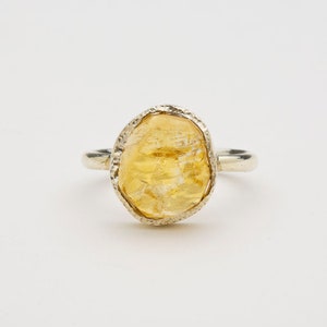 Citrine ring, raw crystal ring, November birthstone, sterling silver, sizes 48-50, J-U, 4.5-10.