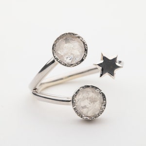 Raw Crystal Ring, Moonstone Adjustable ring - Dau