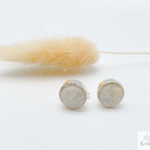Mondstein Ohrstecker, Sterling Silber Ohrstecker, Rohstein Ohrstecker, Juni Geburtsstein, Mondstein Ohrringe, Mondstein Schmuck