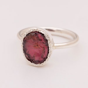 Roher Granat Ring, roher Edelstein Ring, Sterling Silber, Januar Geburtsstein, Granat Schmuck.