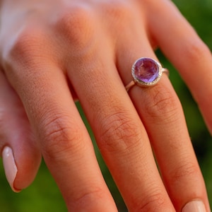 Raw stone ring, Amethyst ring, sterling silver ring, raw crystal ring, sizes 48-62, J-U, 4.5-10.