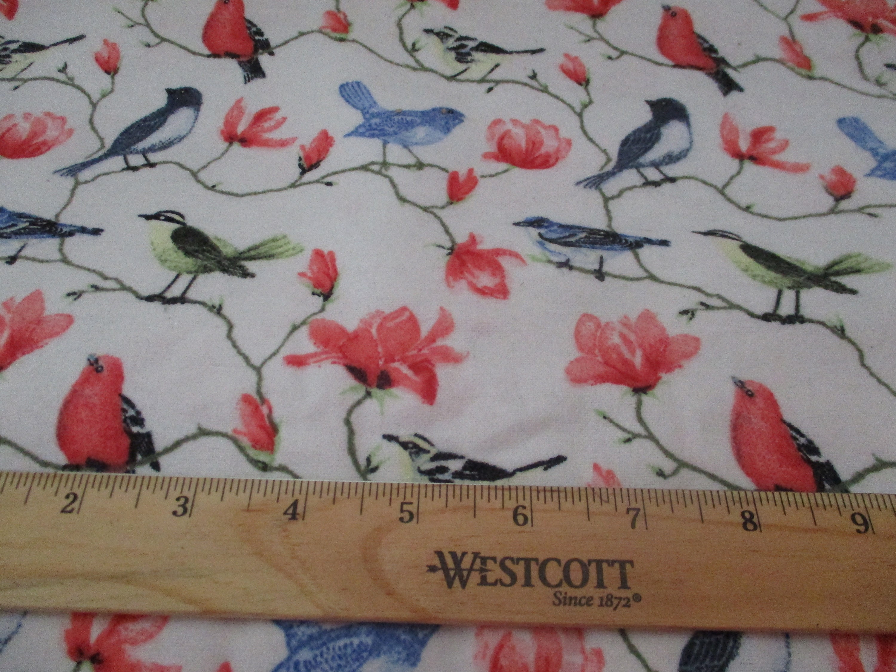 BIRDS FLANNEL FABRIC Free Shipping 5 Yards Colorful Etsy