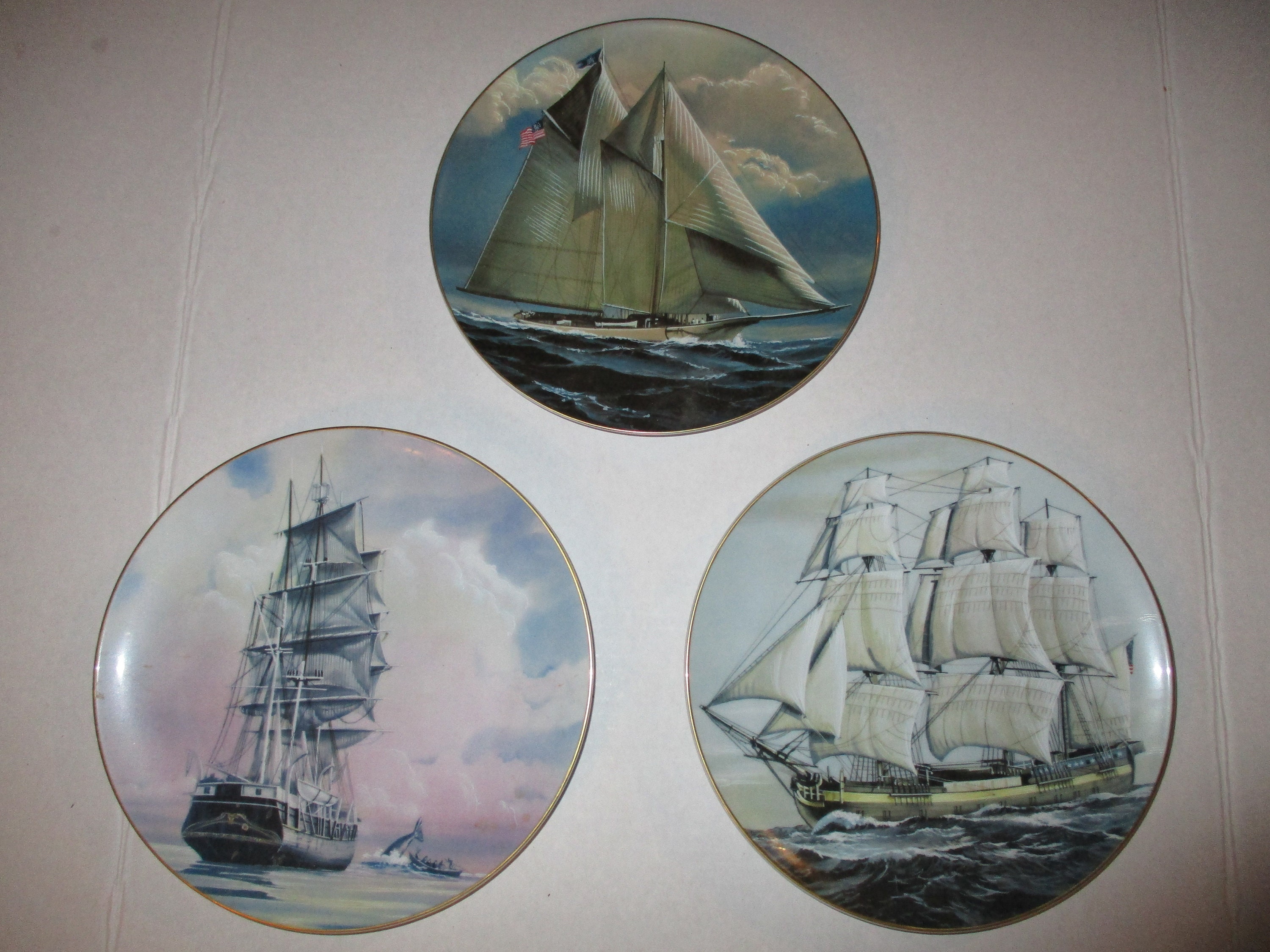 3 SAILING SHIPS PLATES Free Shipping Danbury Mint Great Etsy